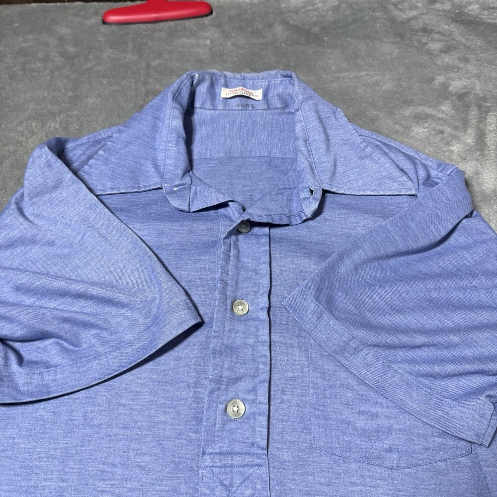 VTG 70s 80s Whirlaway Point Collar Blue Workshirt Mens Size Large 21.5x30‎ Retro